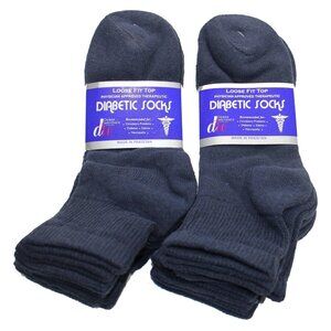 Debra Weitzner Mens Navy Diabetic Quarter Socks 6 Pair Loose Fit Top 9-11